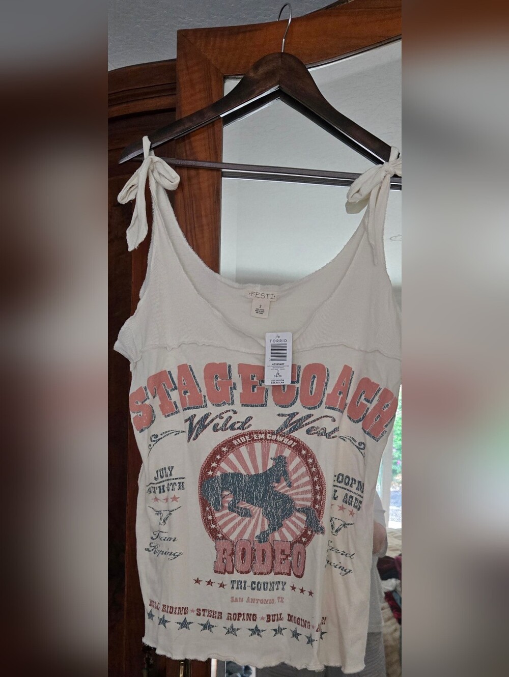 torrid Cream Tank with Coral & Navy Rodeo Graphic